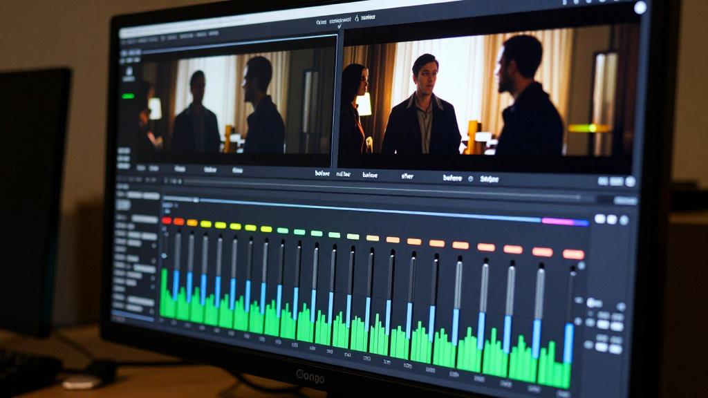Close up of a color grading interface on a monitor